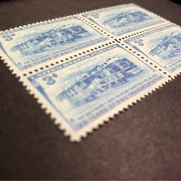 1952 B & O Railroad 4x6 Framed Stamp Art, Unused Vintage USA #FR1006 - Picture 2 of 7